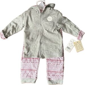 Harry & Violet Gray and Pink Hooded Baby Outfit Size 18M New